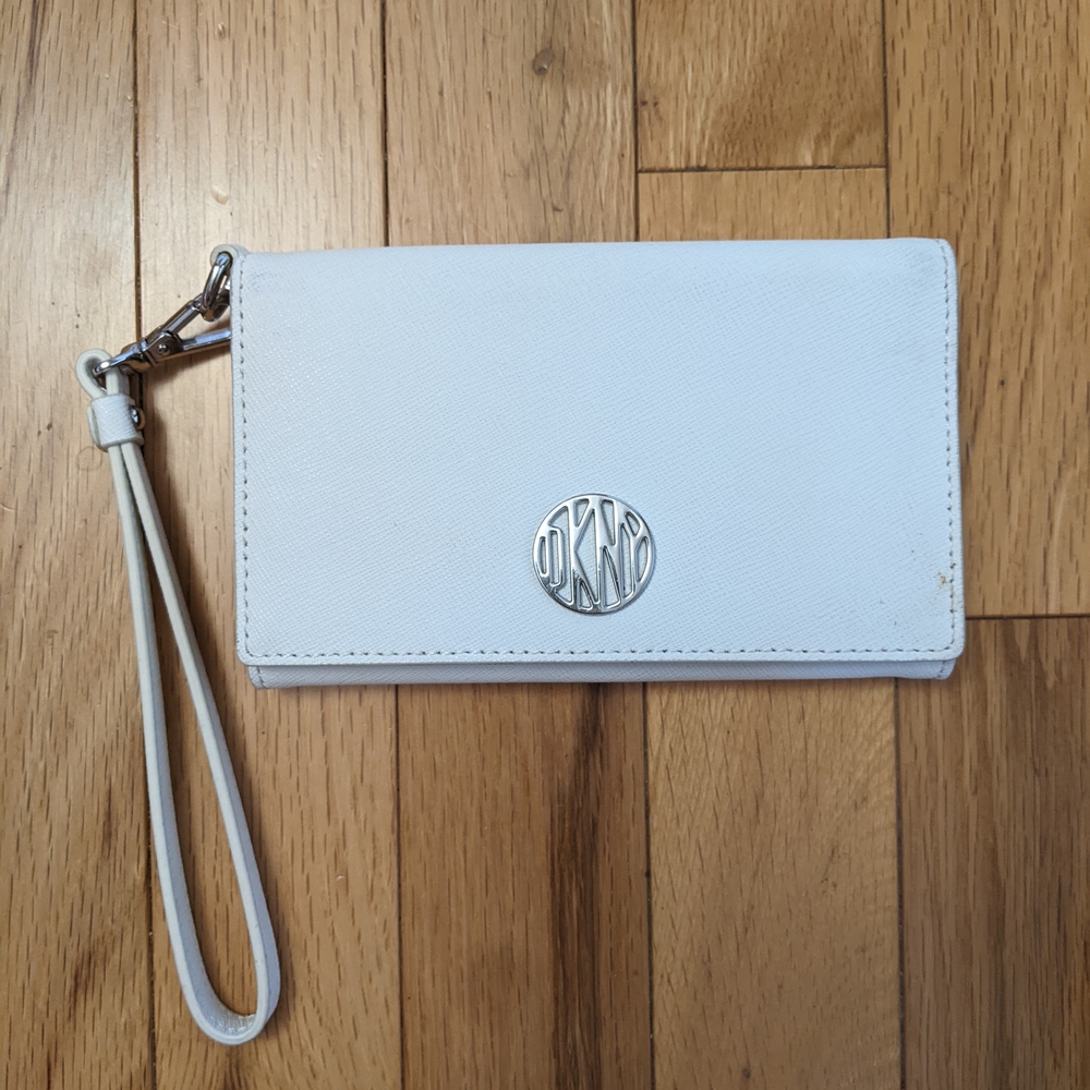 White Wristlet with Silver Logo
